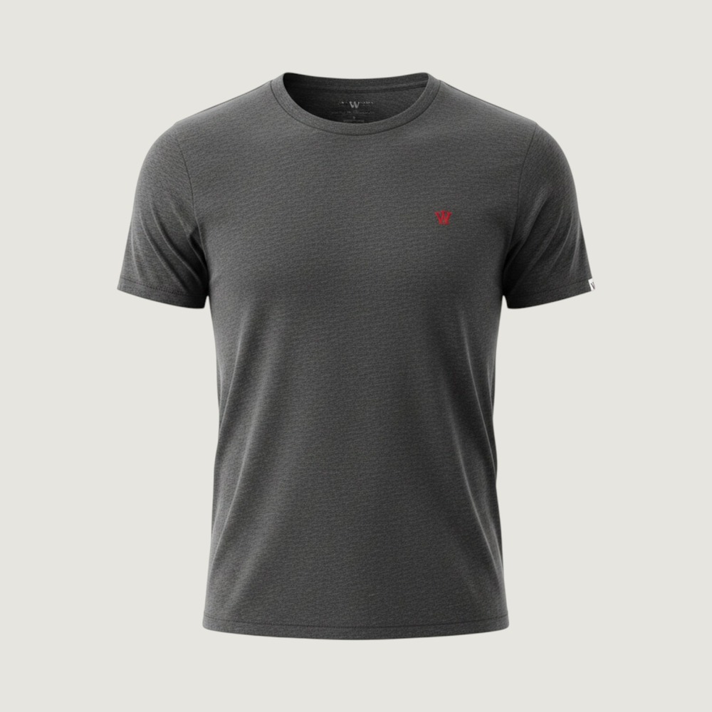 WRLDINVSN Mens Charcoal Heather Grey Short Sleeve Logo T-Shirt Size Small